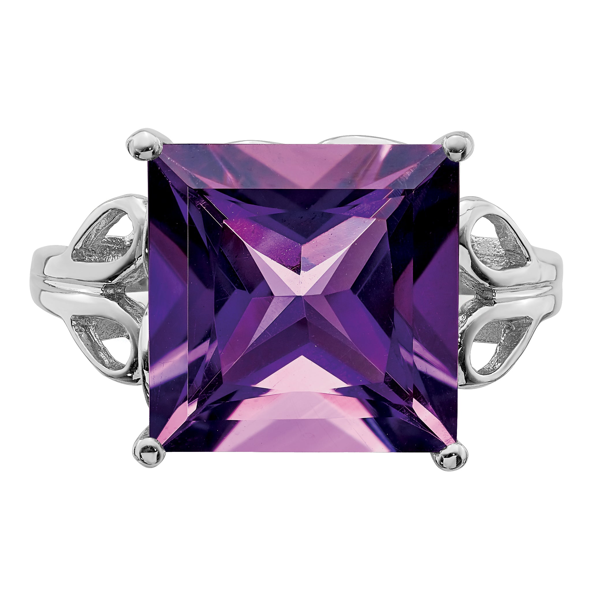 Sterling Silver Rhodium-plated Amethyst Ring