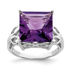 Sterling Silver Rhodium-plated Amethyst Ring