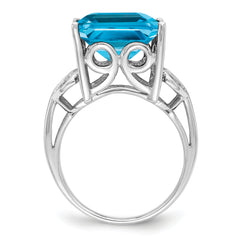 Sterling Silver Rhodium Blue Topaz Ring