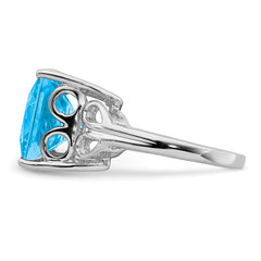 Sterling Silver Rhodium Blue Topaz Ring