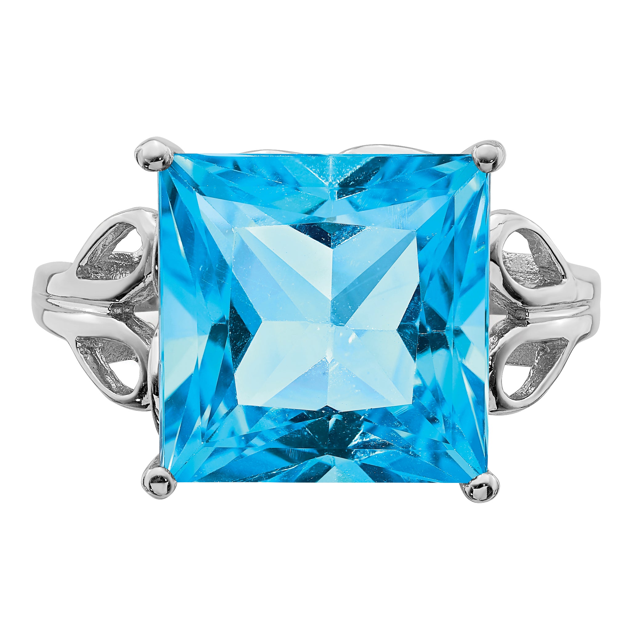 Sterling Silver Rhodium Blue Topaz Ring