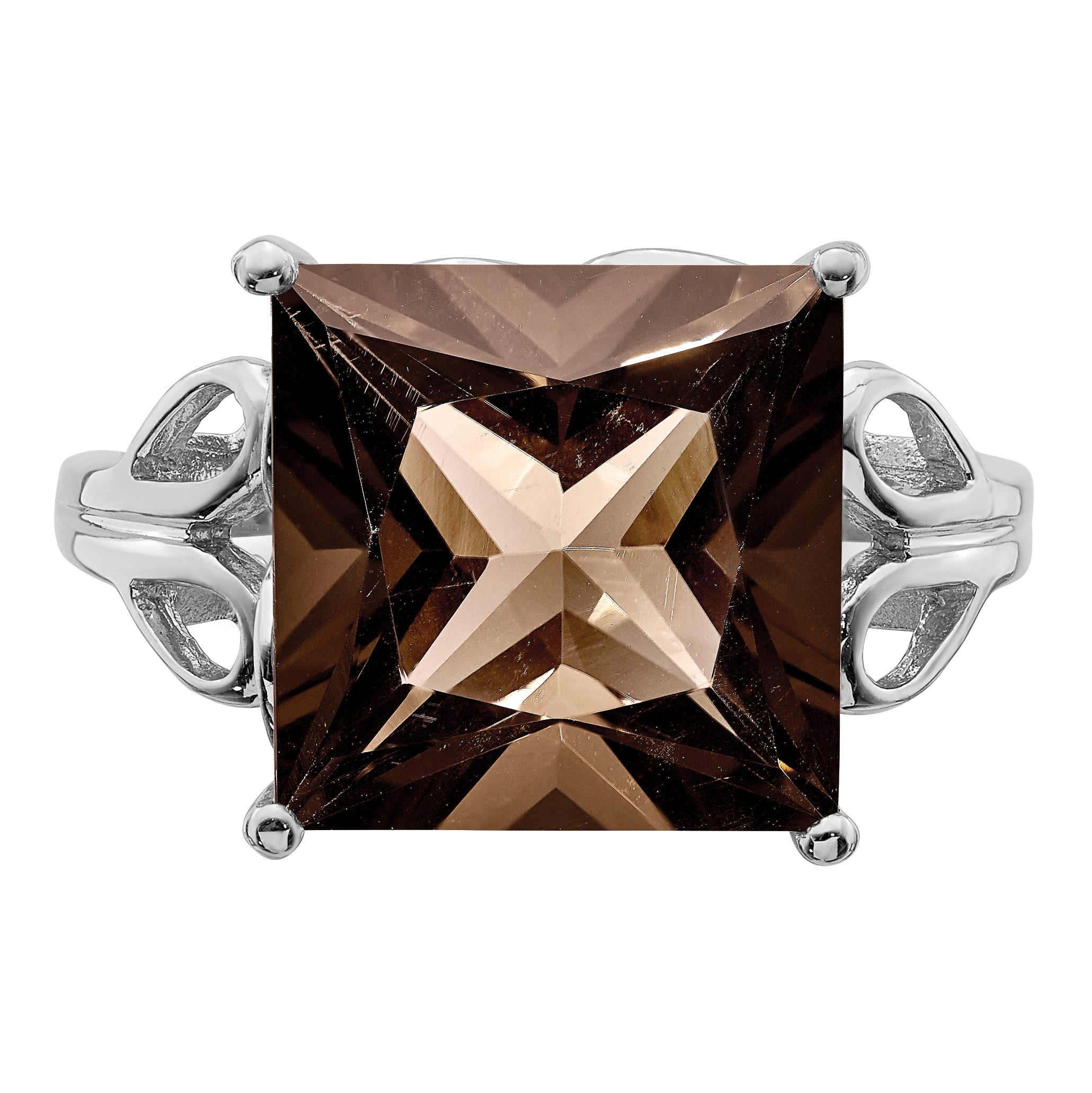 Sterling Silver Rhodium Smoky Quartz Ring