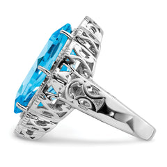 Sterling Silver Rhodium Blue Topaz Ring