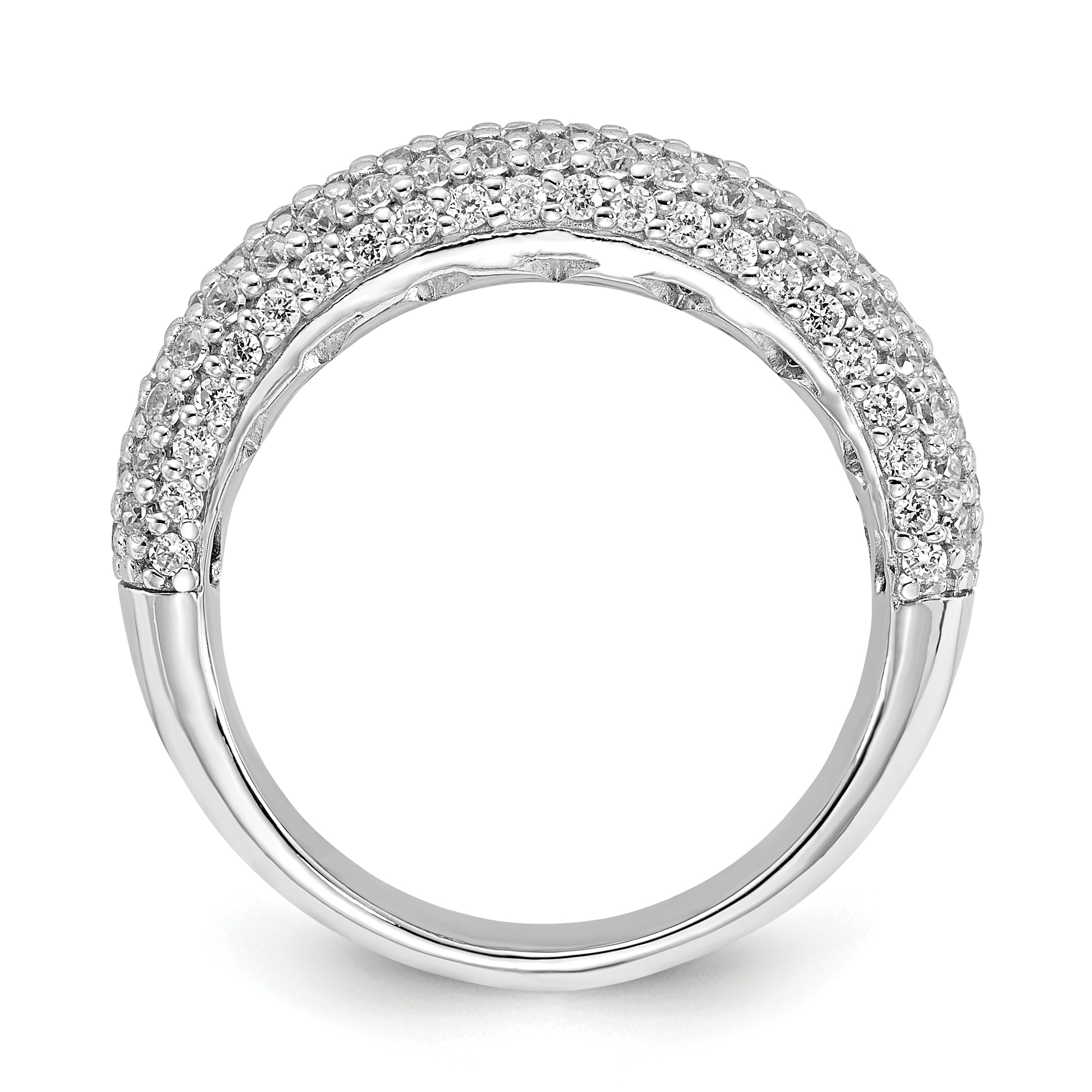 Sterling Silver Pav‚ Rhodium-plated 113 Stone CZ Ring