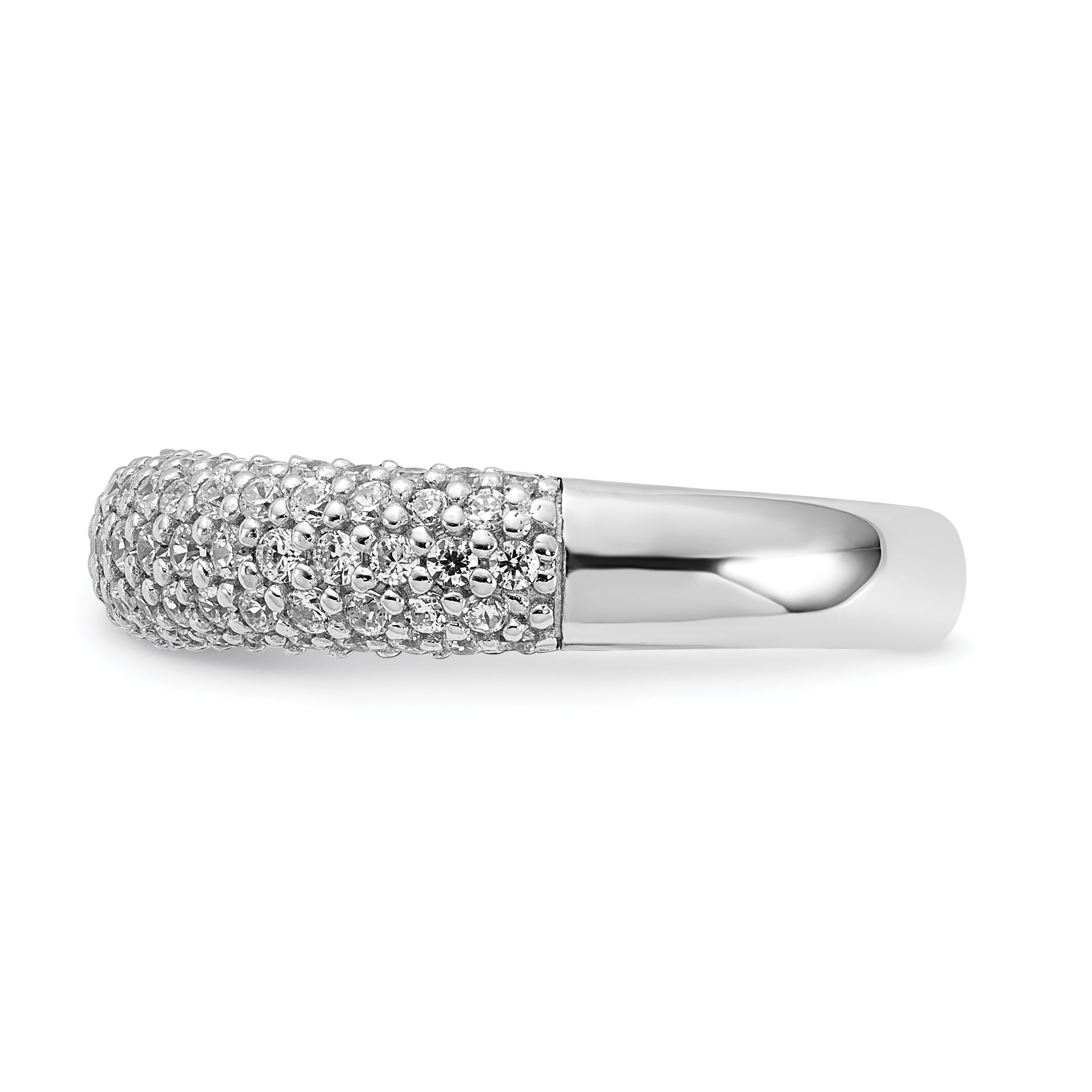 Sterling Silver Pav‚ Rhodium-plated 113 Stone CZ Ring