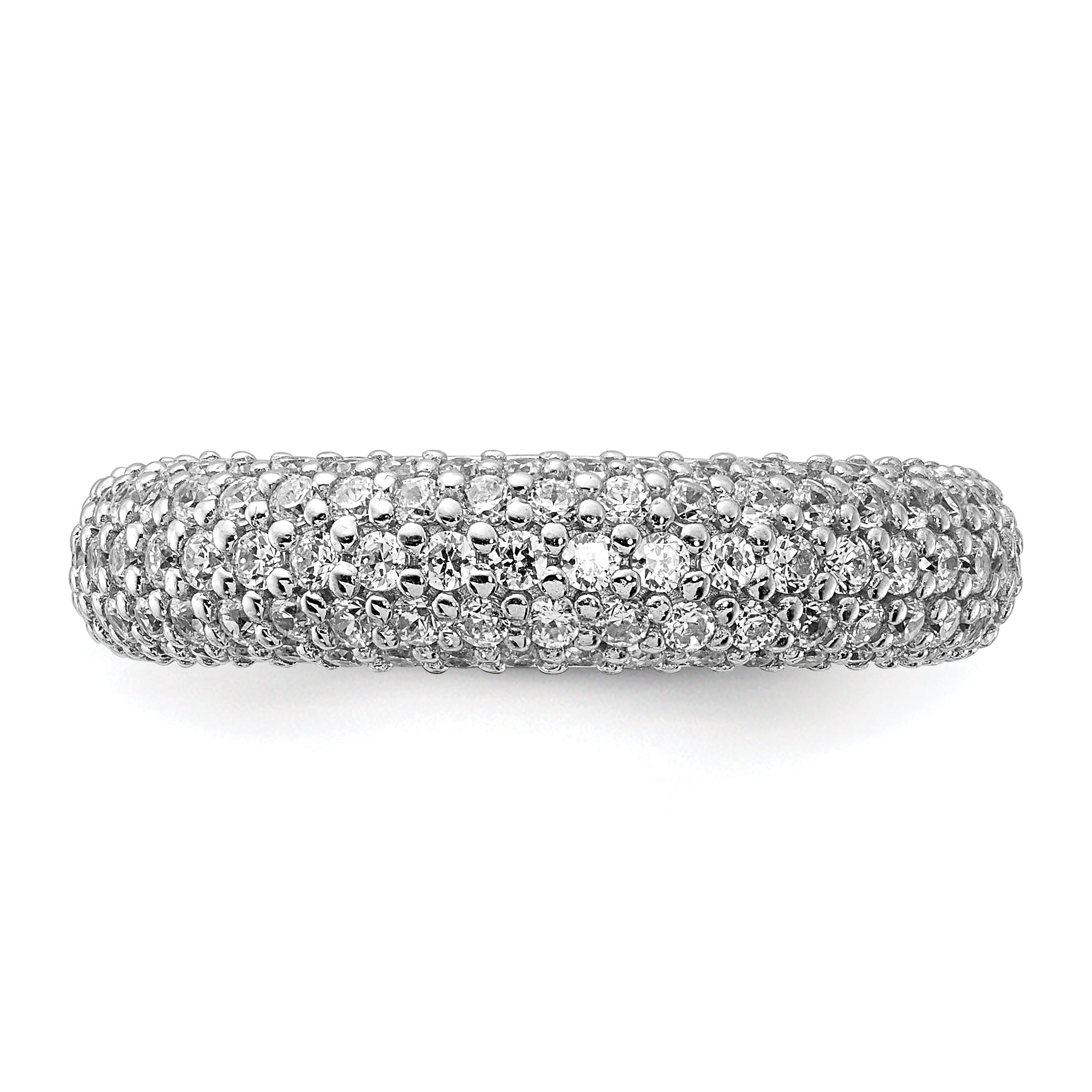 Sterling Silver Pav‚ Rhodium-plated 113 Stone CZ Ring