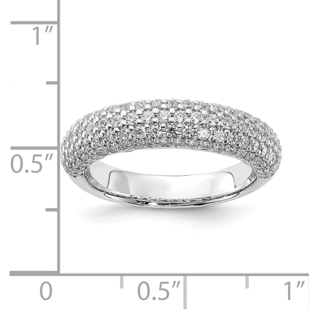 Sterling Silver Pav‚ Rhodium-plated 113 Stone CZ Ring