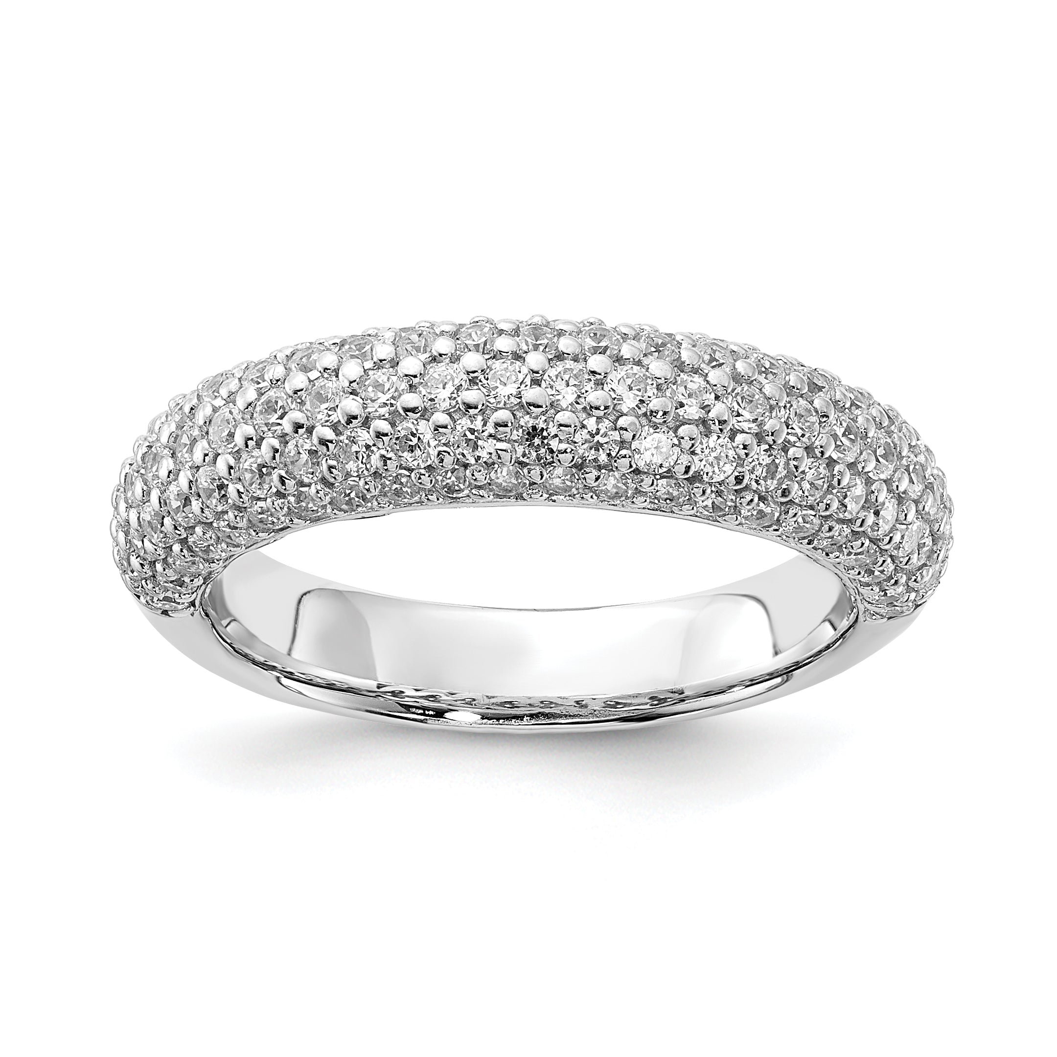 Sterling Silver Pav‚ Rhodium-plated 113 Stone CZ Ring