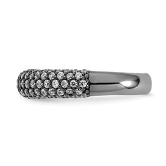 Sterling Silver Pav‚ Ruthenium-plated 113 Stone CZ Ring