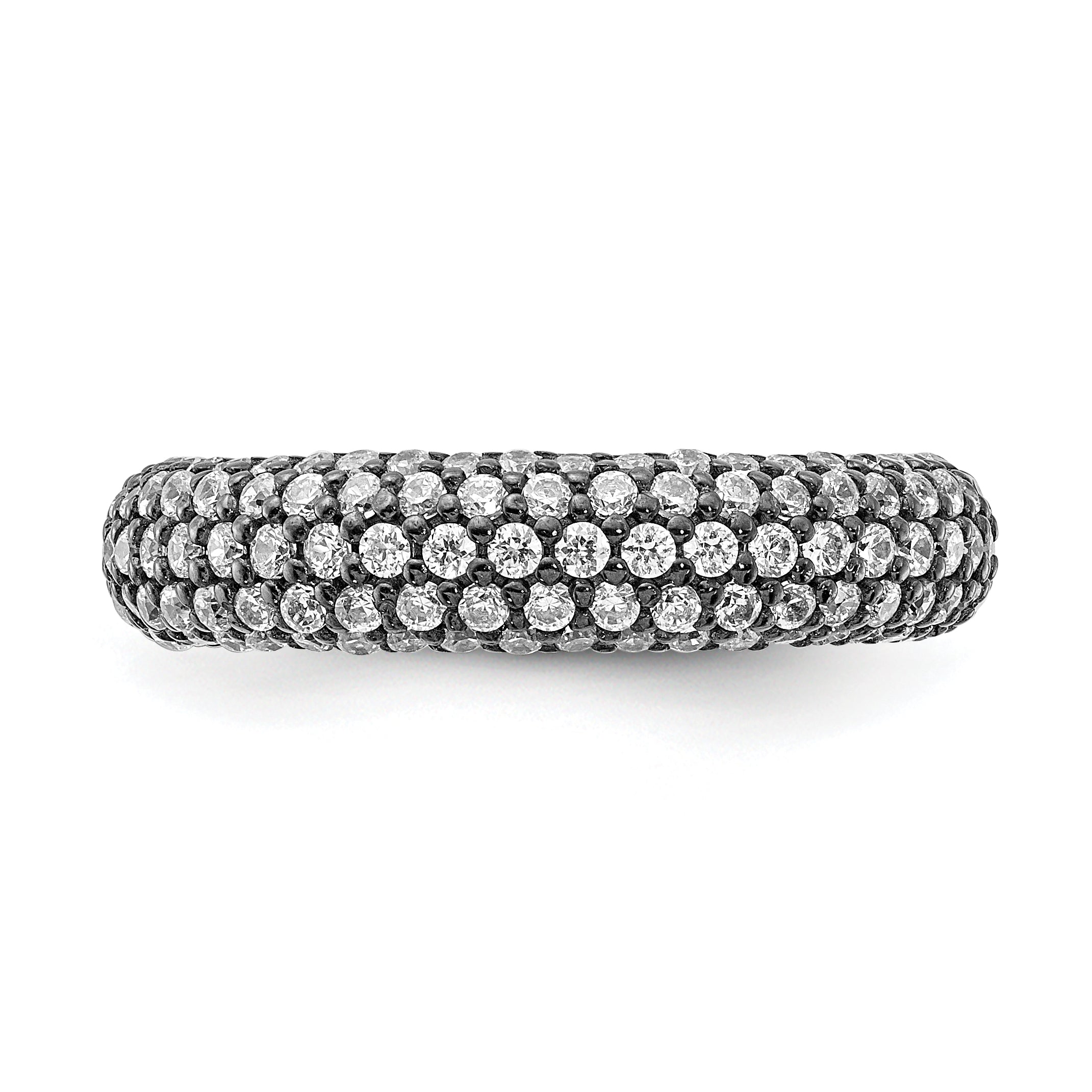 Sterling Silver Pav‚ Ruthenium-plated 113 Stone CZ Ring