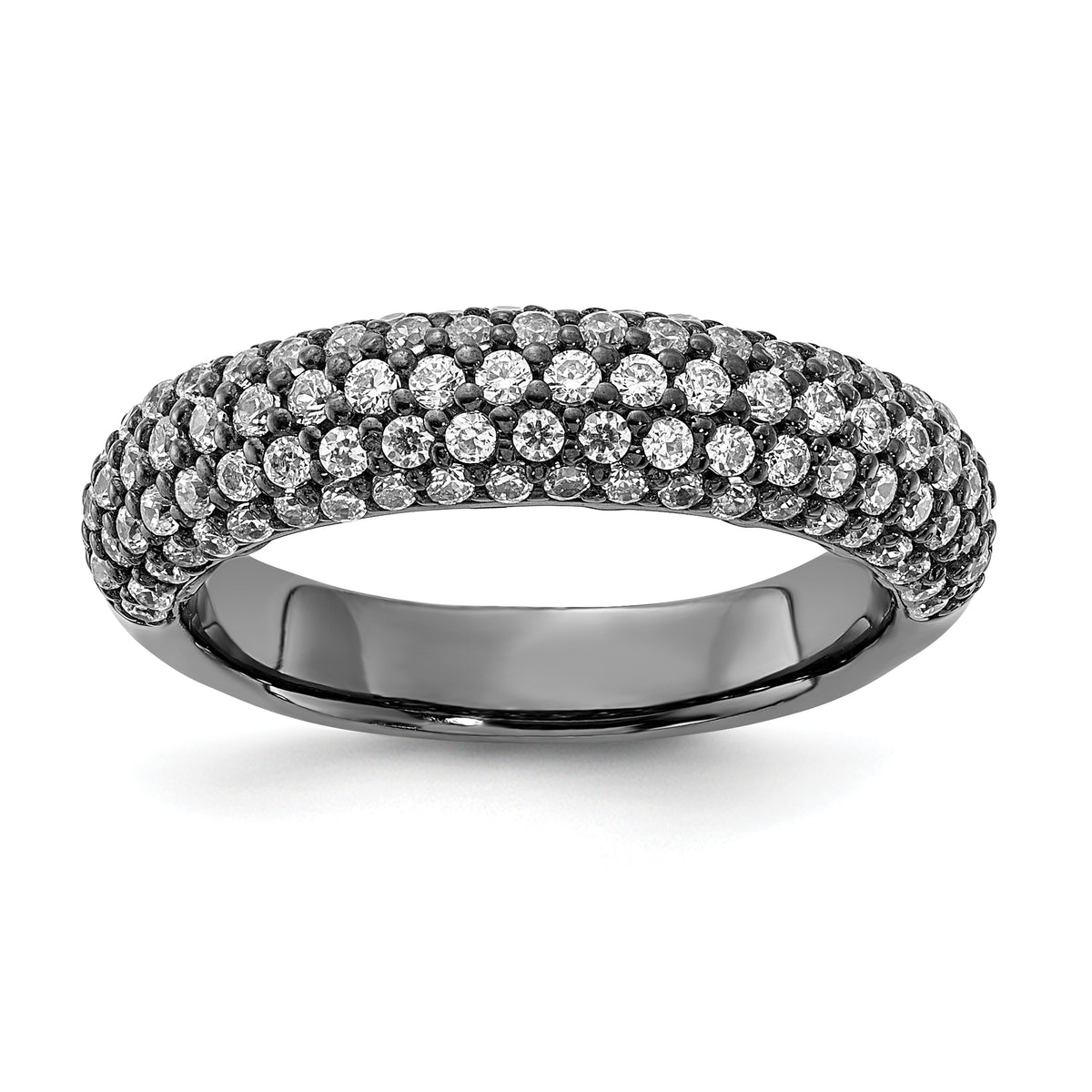 Sterling Silver Pav‚ Ruthenium-plated 113 Stone CZ Ring