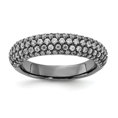 Sterling Silver Pav‚ Ruthenium-plated 113 Stone CZ Ring