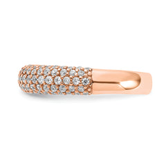 Sterling Silver Pav‚ Rose Gold-plated 113 Stone CZ Ring