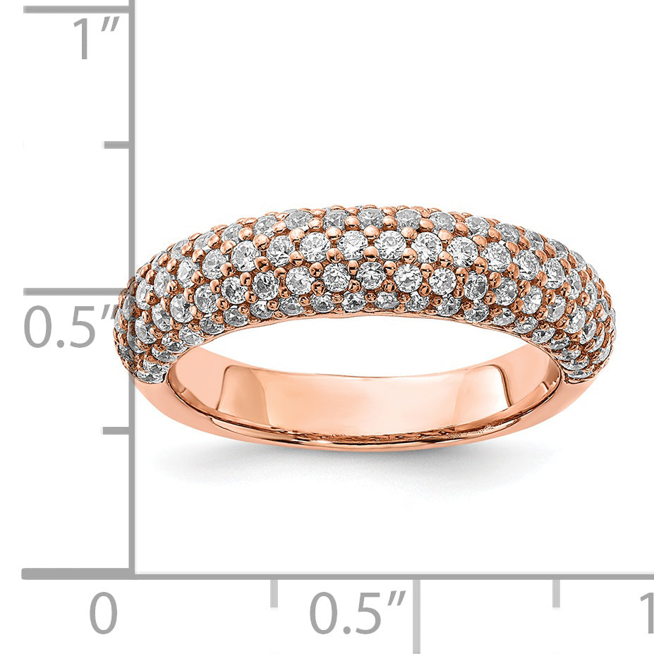 Sterling Silver Pav‚ Rose Gold-plated 113 Stone CZ Ring