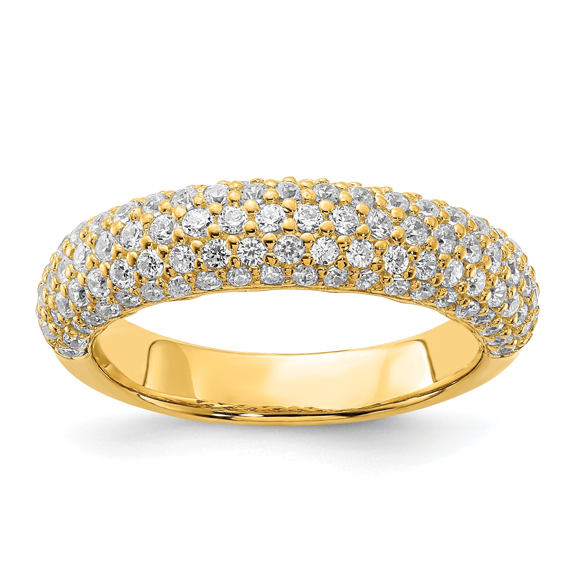 Sterling Silver Pav‚ Gold-plated 113 Stone CZ Ring