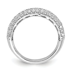 Sterling Silver Pav‚ Rhodium-plated 61 Stone CZ Ring