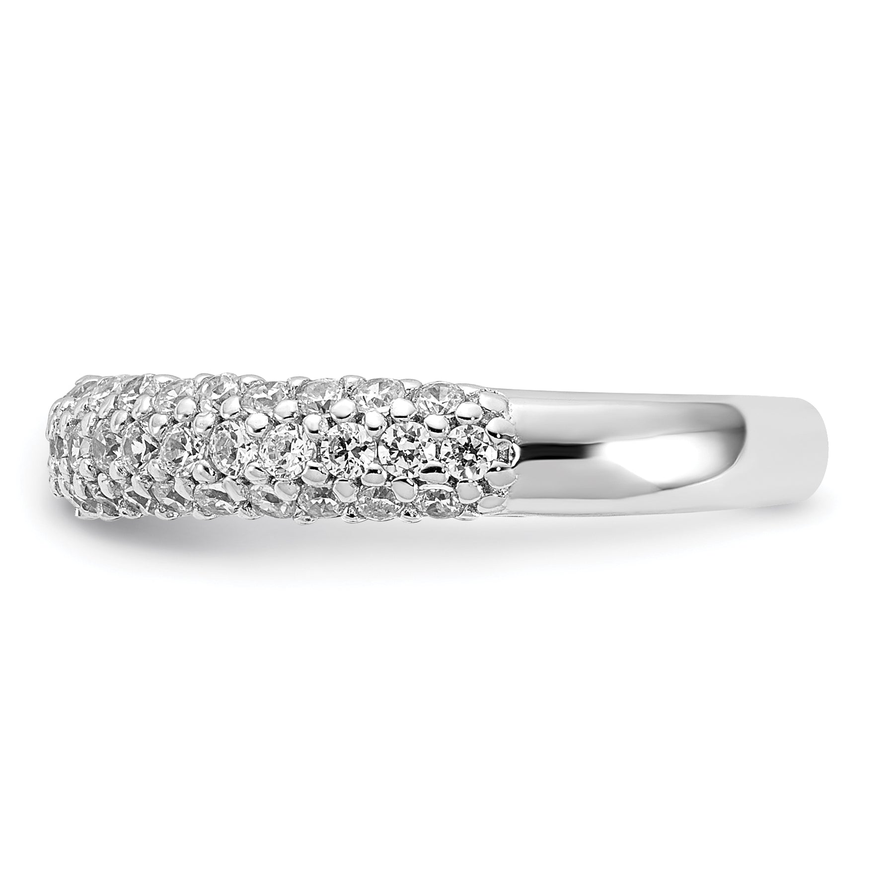 Sterling Silver Pav‚ Rhodium-plated 61 Stone CZ Ring