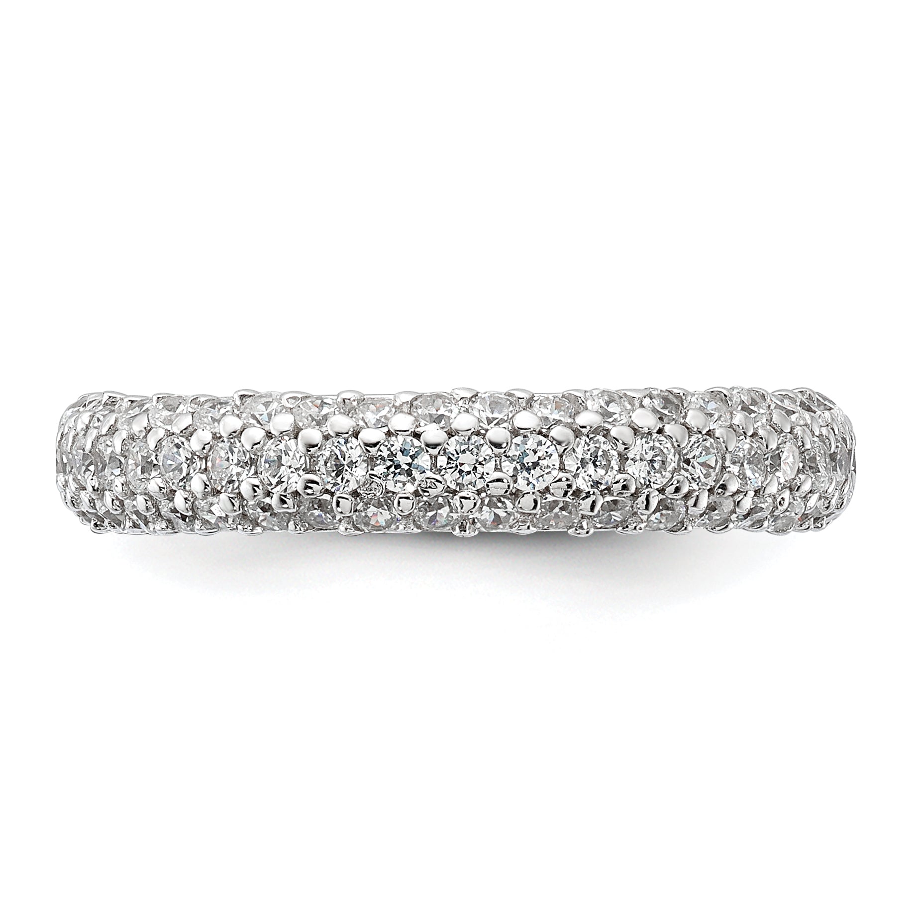 Sterling Silver Pav‚ Rhodium-plated 61 Stone CZ Ring