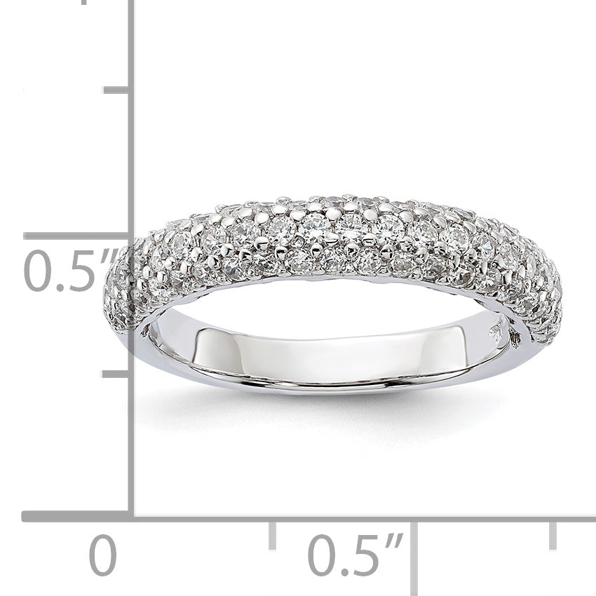 Sterling Silver Pav‚ Rhodium-plated 61 Stone CZ Ring