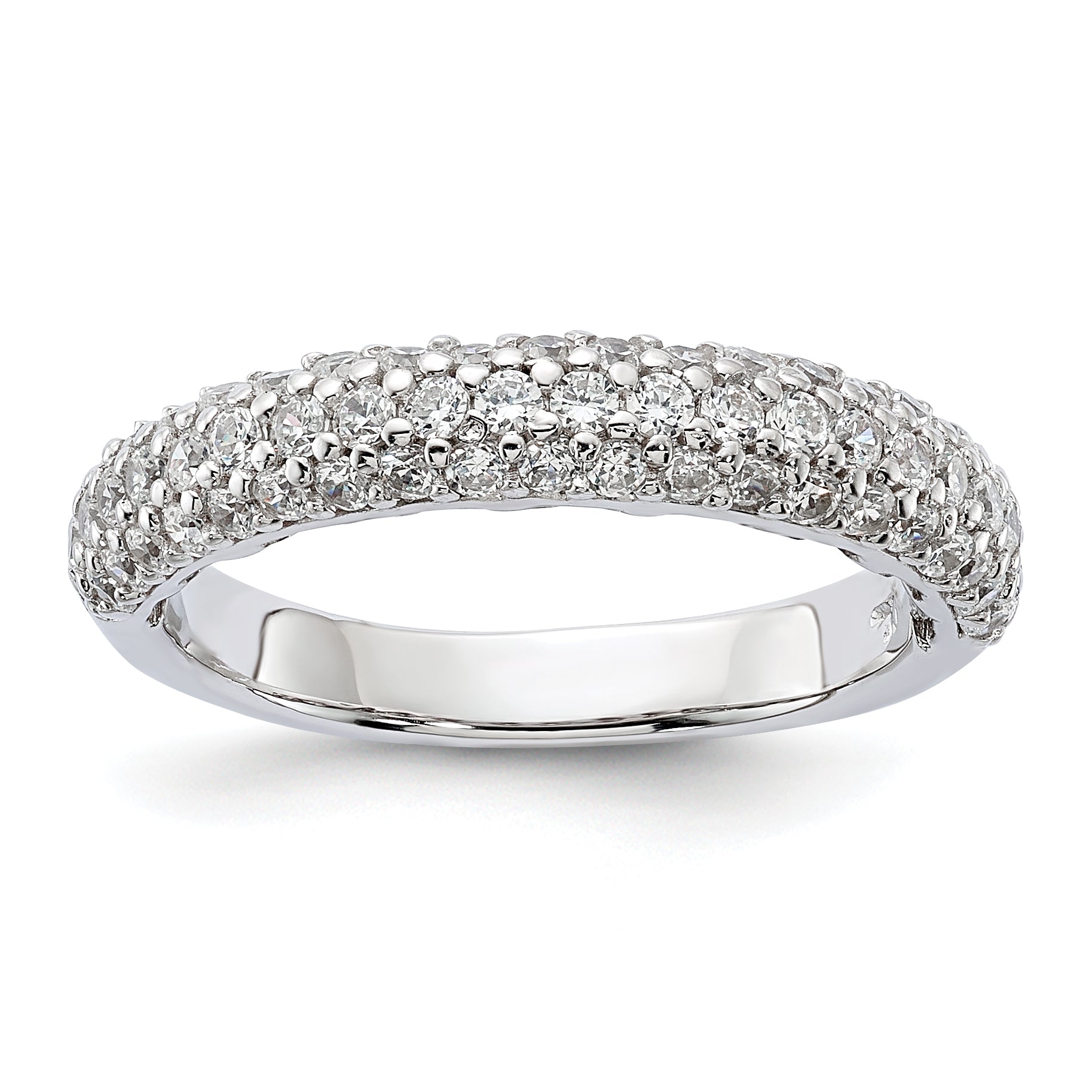 Sterling Silver Pav‚ Rhodium-plated 61 Stone CZ Ring