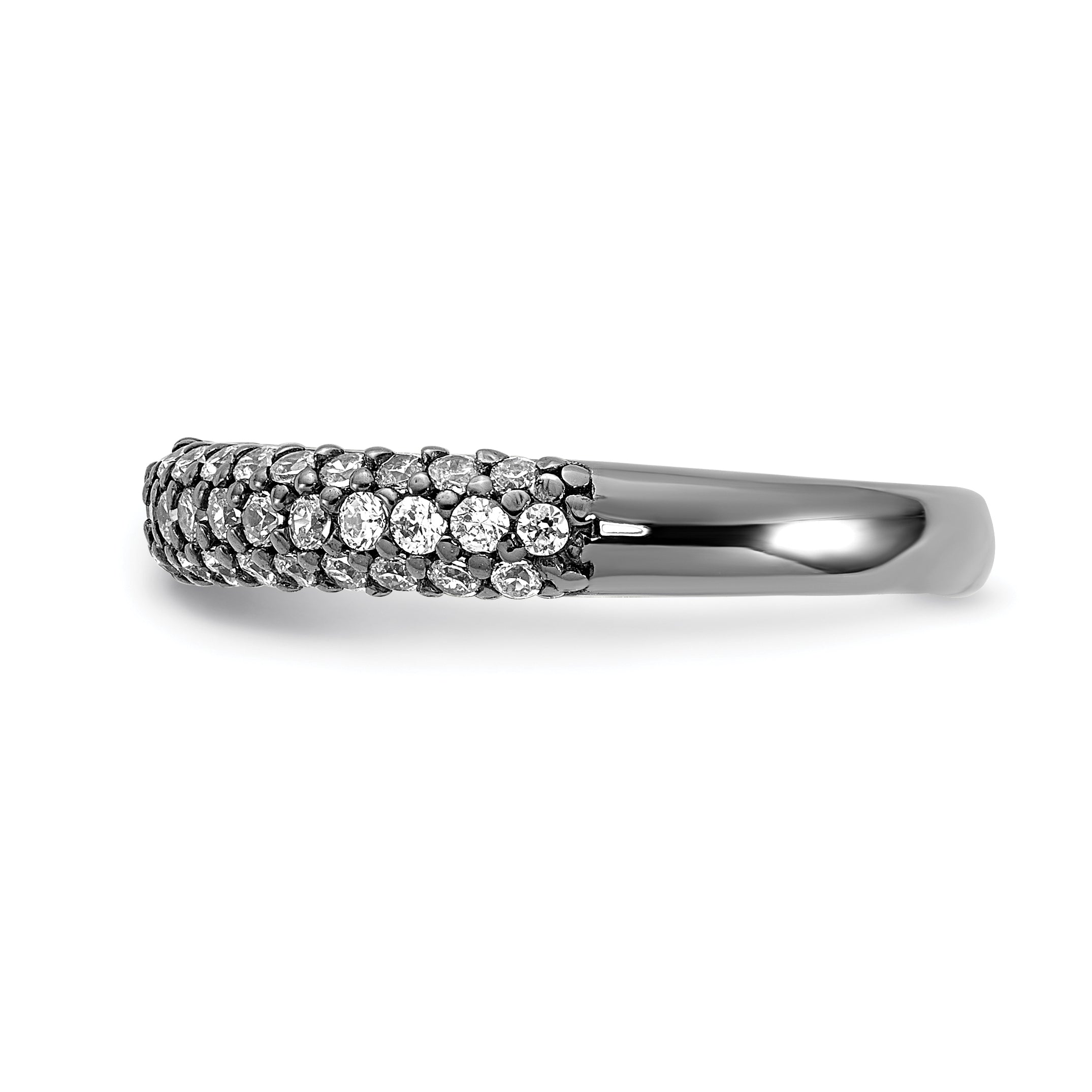 Sterling Silver Pav‚ Ruthenium-plated 61 Stone CZ Ring