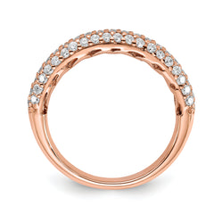 Sterling Silver Pav‚ Rose Gold-plated 61 Stone CZ Ring