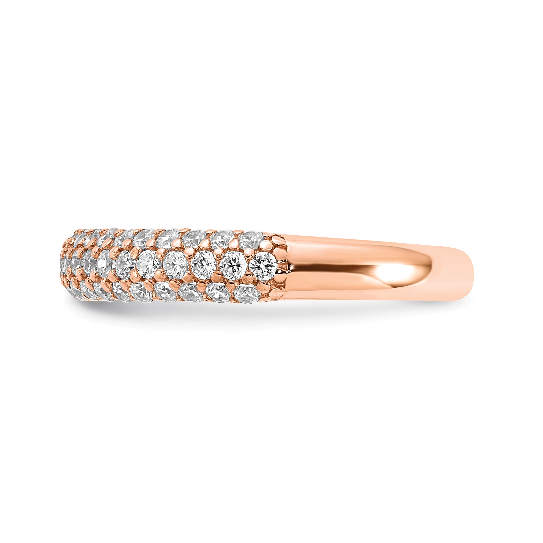 Sterling Silver Pav‚ Rose Gold-plated 61 Stone CZ Ring