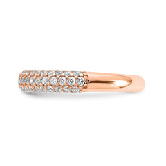 Sterling Silver Pav‚ Rose Gold-plated 61 Stone CZ Ring