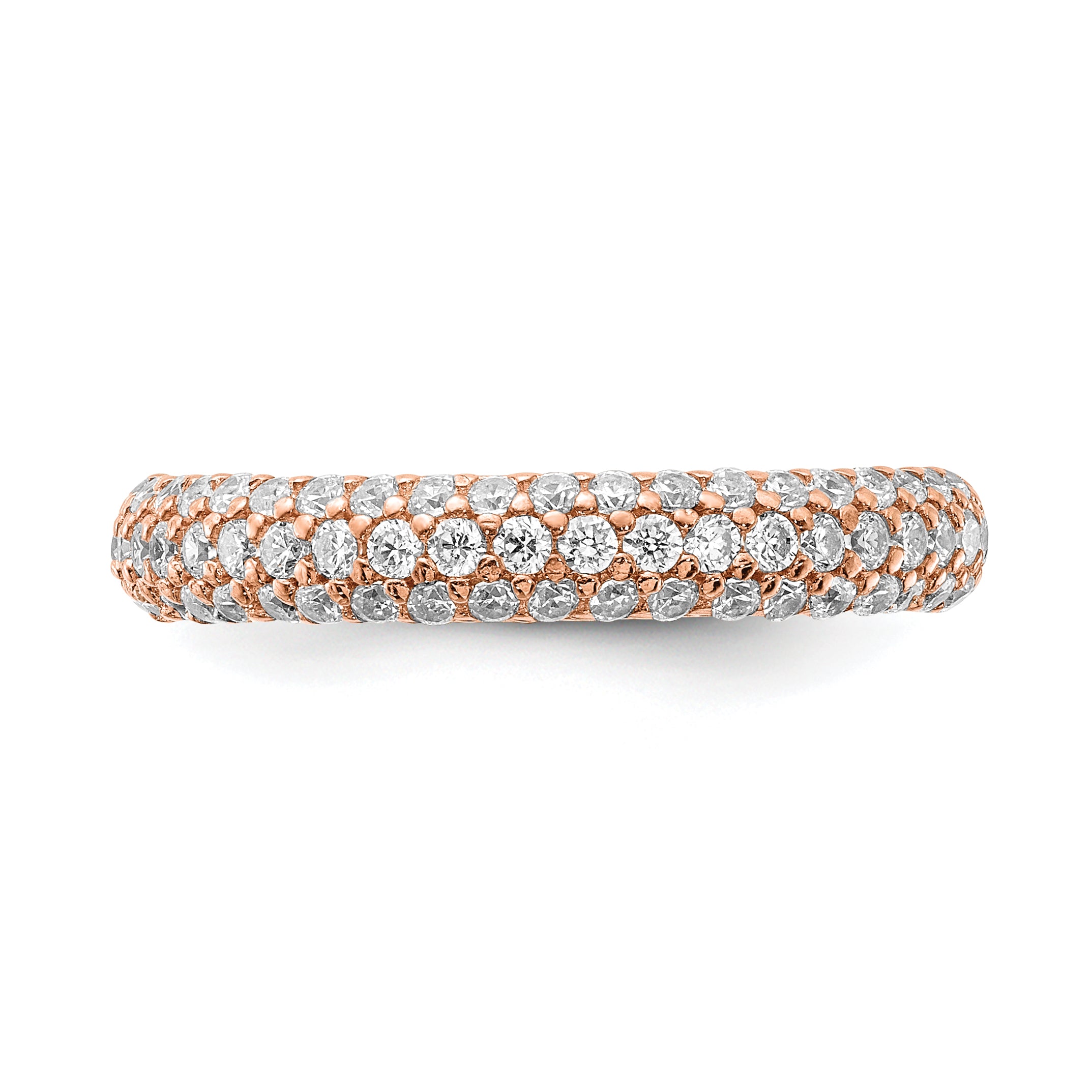 Sterling Silver Pav‚ Rose Gold-plated 61 Stone CZ Ring