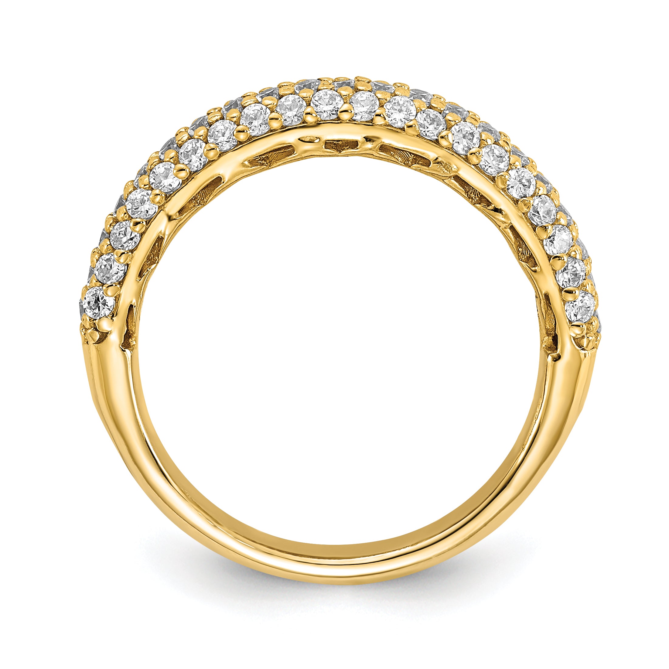 Sterling Silver Pav‚ Gold-plated 61 Stone CZ Ring