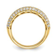 Sterling Silver Pav‚ Gold-plated 61 Stone CZ Ring