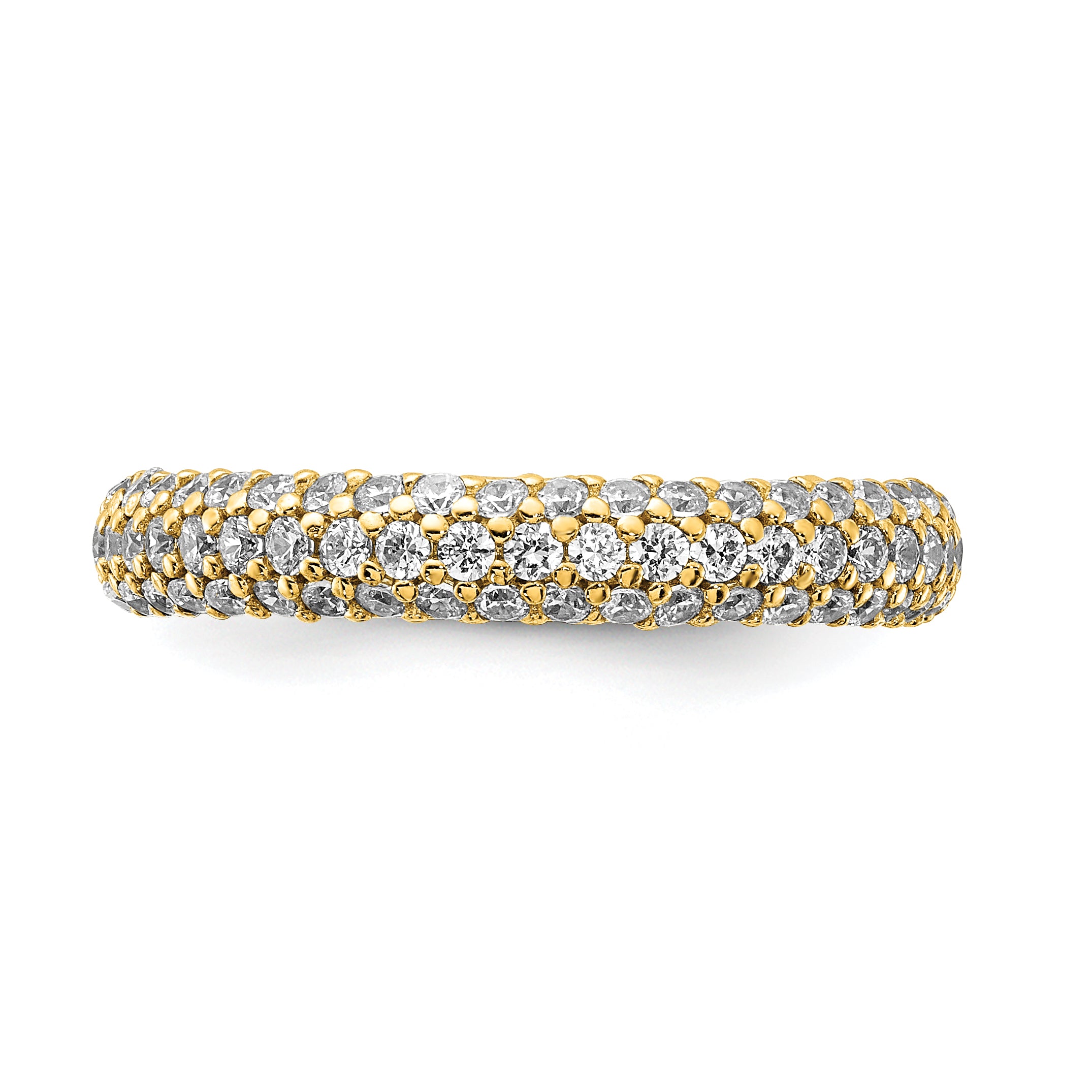 Sterling Silver Pav‚ Gold-plated 61 Stone CZ Ring