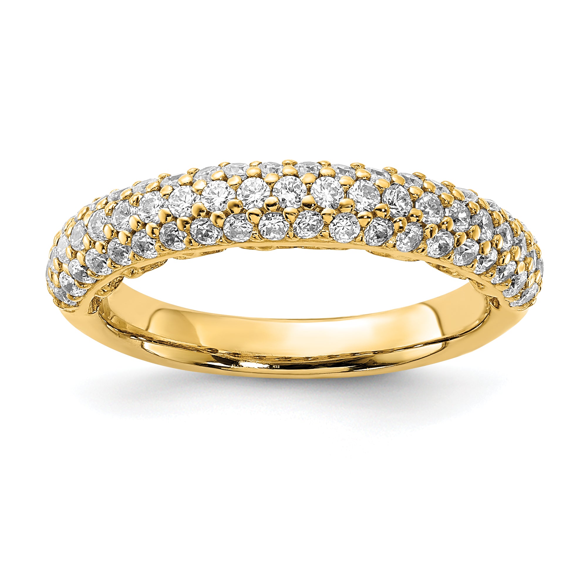 Sterling Silver Pav‚ Gold-plated 61 Stone CZ Ring