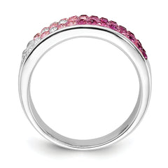 Sterling Silver Stellux Crystal Pink & White Ombre Band Ring