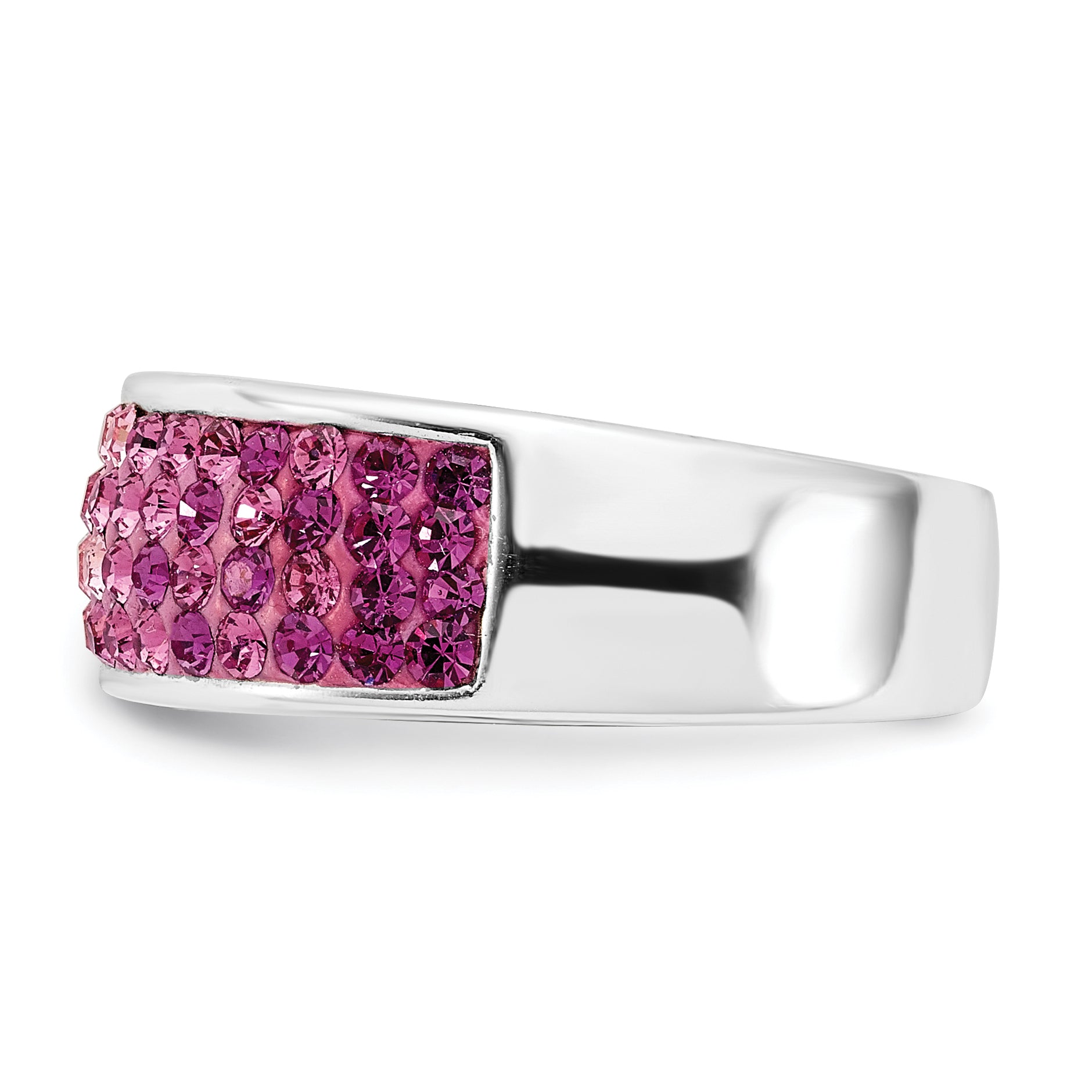 Sterling Silver Stellux Crystal Pink & White Ombre Band Ring