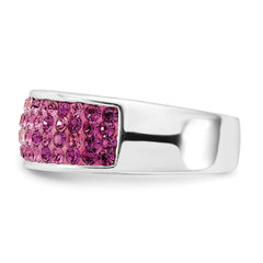 Sterling Silver Stellux Crystal Pink & White Ombre Band Ring