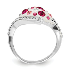 Sterling Silver Pink and White Stellux Crystal Ring