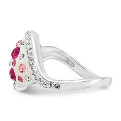 Sterling Silver Pink and White Stellux Crystal Ring