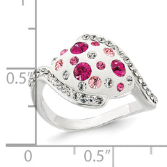 Sterling Silver Pink and White Stellux Crystal Ring