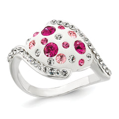 Sterling Silver Pink and White Stellux Crystal Ring