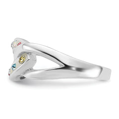 Sterling Silver Stellux Multi-Color Crystal Link Ring