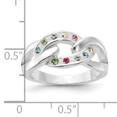 Sterling Silver Stellux Multi-Color Crystal Link Ring