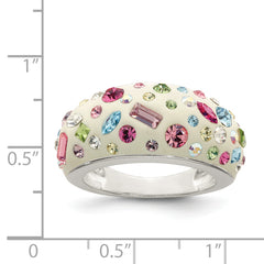 Sterling Silver Stellux Crystal Multi-Color White Ring