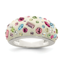 Sterling Silver Stellux Crystal Multi-Color White Ring