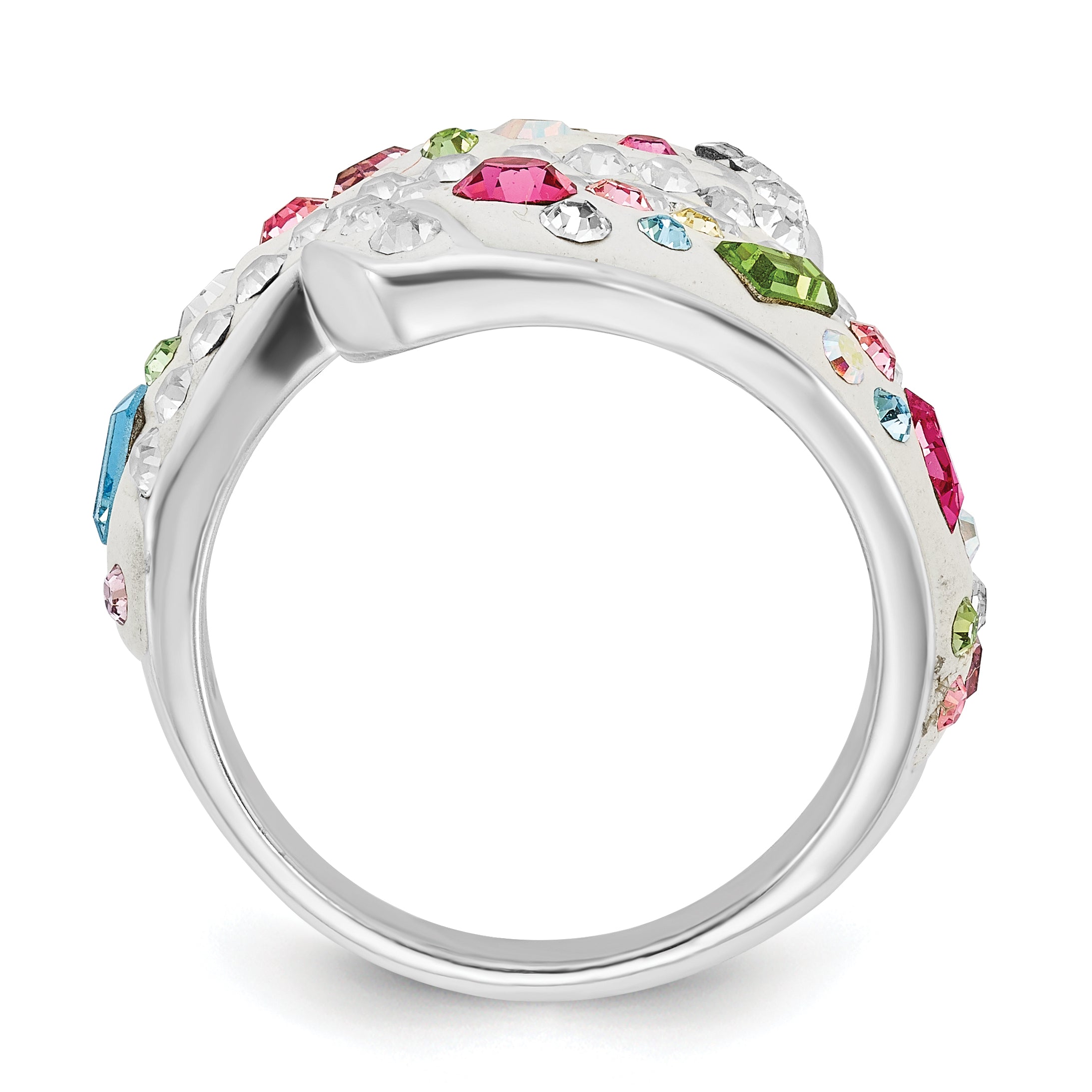 Sterling Silver Stellux Multi-Color Crystal White Ring