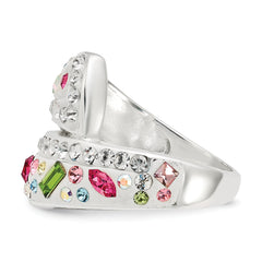 Sterling Silver Stellux Multi-Color Crystal White Ring