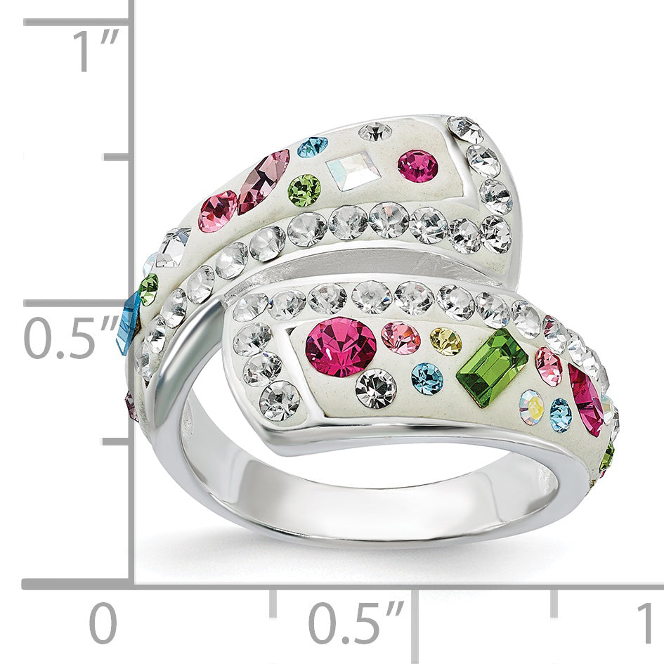 Sterling Silver Stellux Multi-Color Crystal White Ring