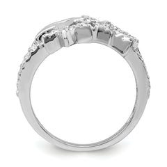 Sterling Silver Rhodium Plated CZ Triple Star Ring