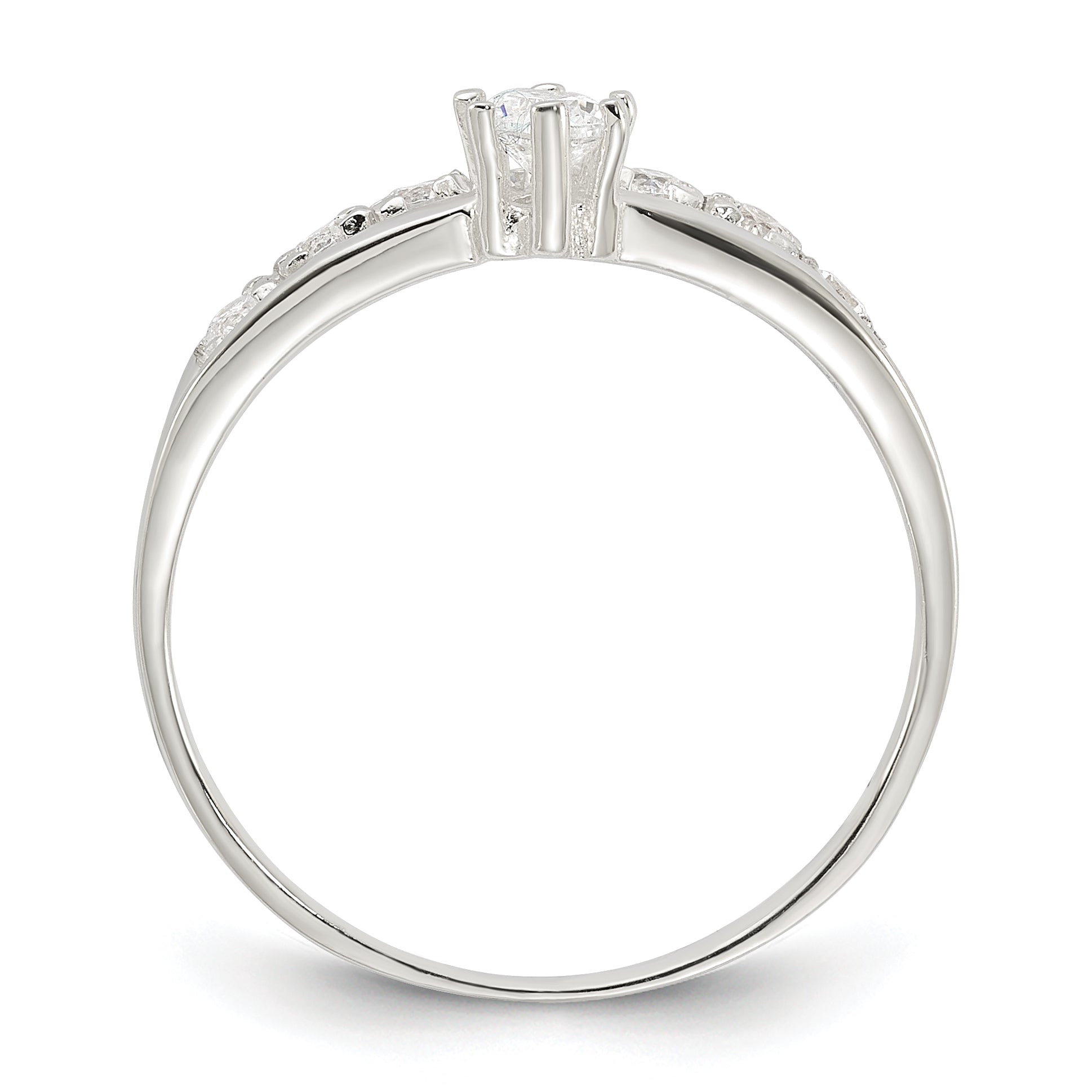 Sterling Silver Row and Solitaire CZ Ring