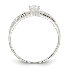 Sterling Silver Row and Solitaire CZ Ring